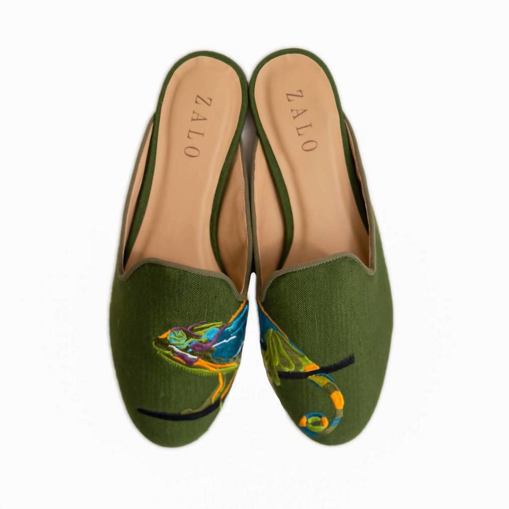 NEW HOUSE OF ZALO women's iguana mule in olive